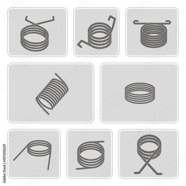 Fototapeta set of monochrome icons with Springs for your design