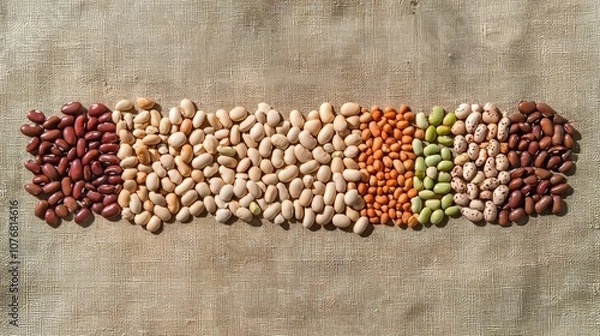 Fototapeta Pinto Beans Arrangement on Table, Still Life Photography Generative AI