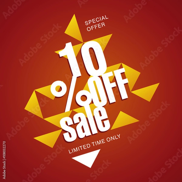 Fototapeta Sale offer 10 percent off orange red abstract background