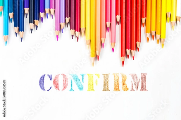 Fototapeta Confirm drawing by colour pencils