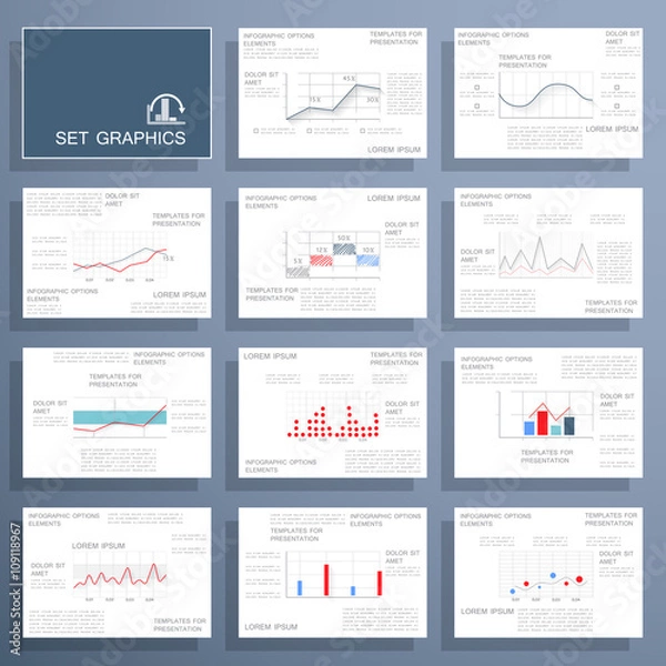 Fototapeta Set of business reports,  charts and graphs