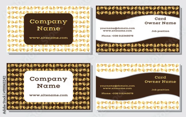 Fototapeta Elegant and modern business card. The refined design. A beautiful combination of gold, yellow, white and brown colors. Vector illustration