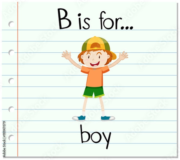 Fototapeta Flashcard letter B is for boy