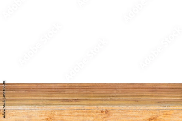 Fototapeta Empty top of wooden table or counter isolated on white backgroun