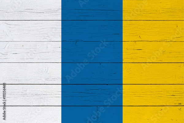 Obraz Flag of the Canary Islands on wooden background