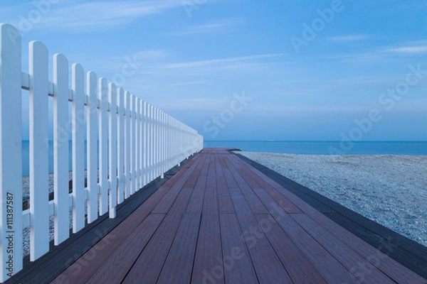 Obraz Beautiful long exposure seascape with wooden pier 