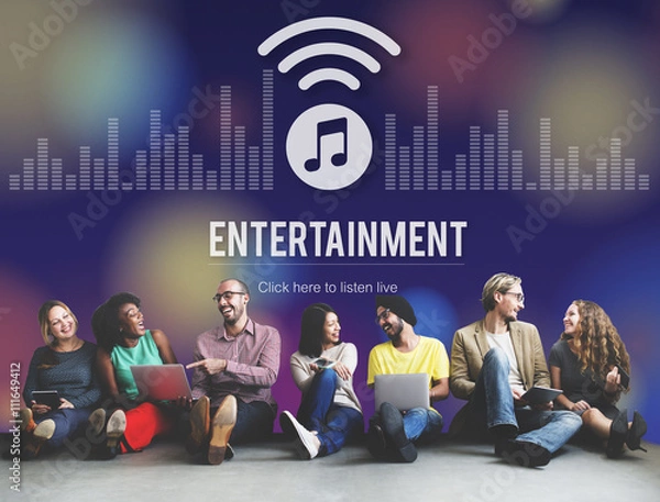 Fototapeta Entertainment Boardcasting Media Online Music Concept