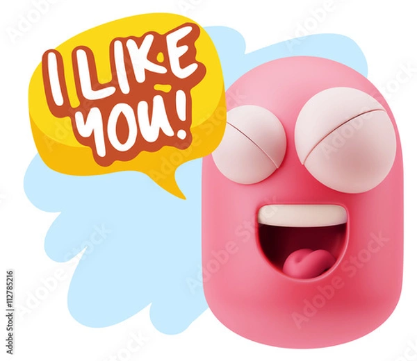 Fototapeta 3d Illustration Laughing Character Emoji Expression saying I Lik