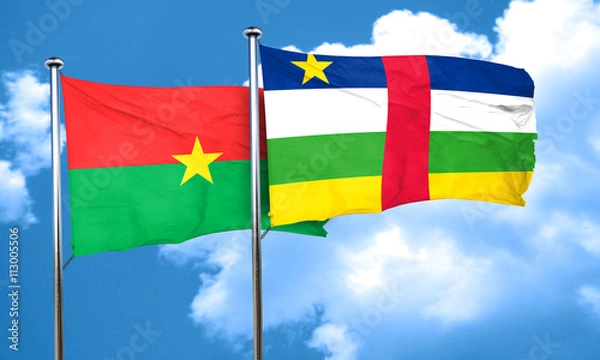 Fototapeta Burkina Faso flag with Central African Republic flag, 3D renderi