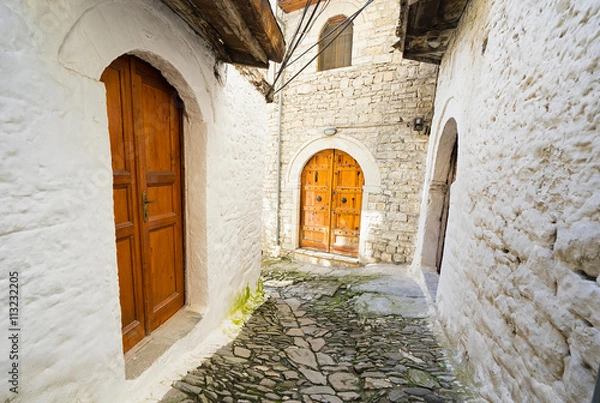 Fototapeta Streets of Berat old town. Albania