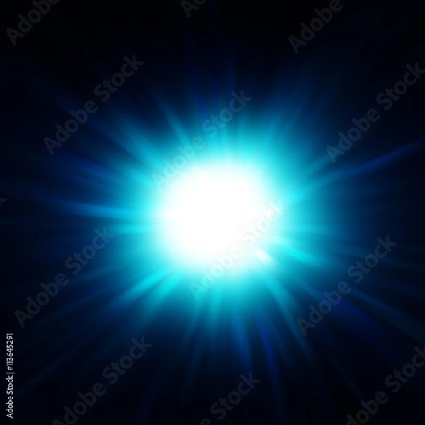 Fototapeta Blue bursting star, abstract background