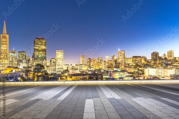 Fototapeta floor with cityscape and skyline of san francisco