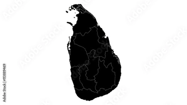 Fototapeta Sri Lanka country map detailed visualisation in black