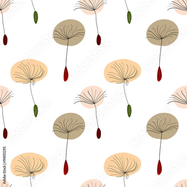 Fototapeta Dandelion seeds on white background