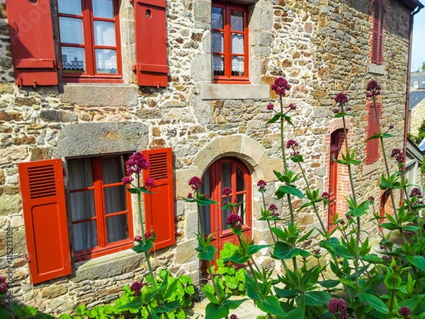 Fototapeta Rural street in Brittany, France