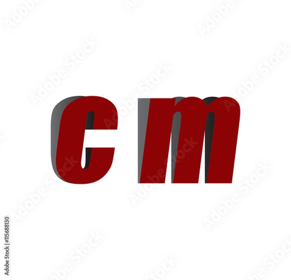 Fototapeta cm logo initial red and shadow