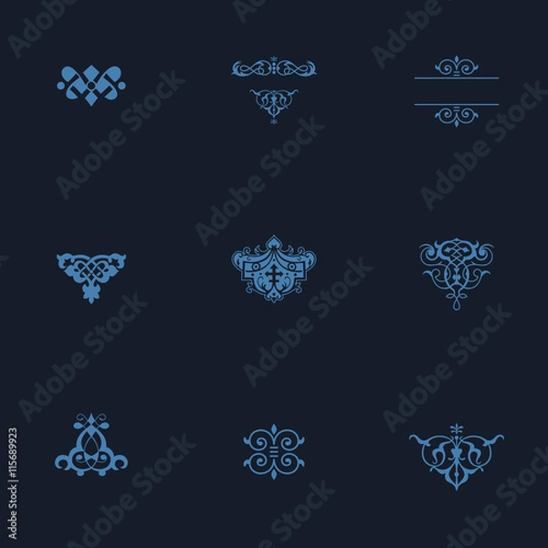 Fototapeta Luxury vintage logos set. Calligraphic emblems and elements