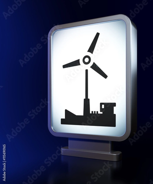 Fototapeta Manufacuring concept: Windmill on billboard background