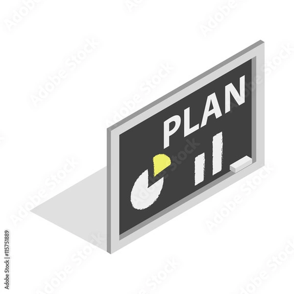 Fototapeta Board with plan icon in isometric 3d style isolated on white background. Compute symbol