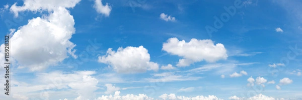 Fototapeta Vibrant color panoramic sky with cloud on a sunny day.