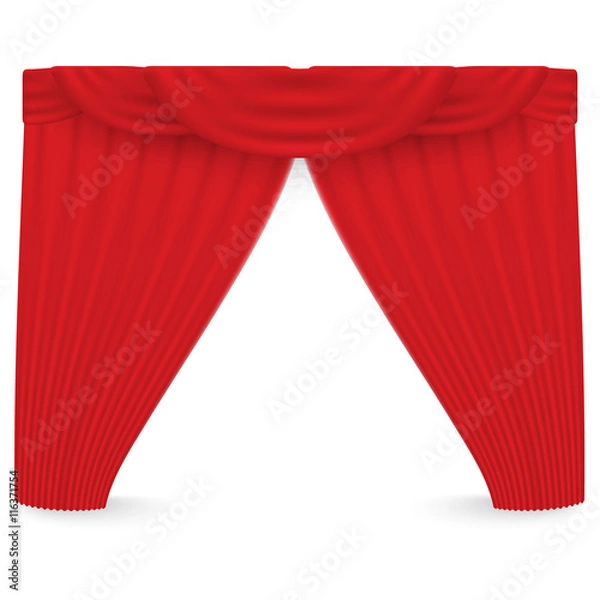 Fototapeta Red curtains on a white background. Vector