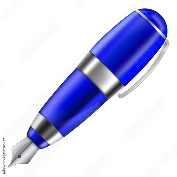 Fototapeta Fountain pen. Blue writing tool