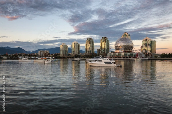 Fototapeta False Creek during a beautiful sunset. Taken in Downtown Vancouver, British Columbia, Canada.