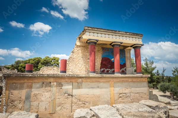 Fototapeta Knossos palace, Crete island, Greece. Detail of ancient ruins of famous Minoan palace of Knosos.