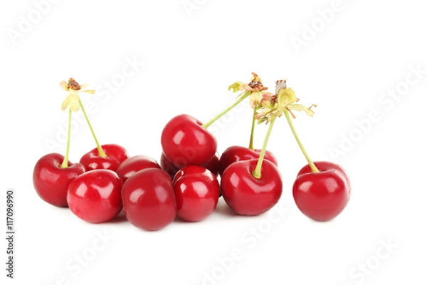 Fototapeta Sweet cherry isolated on a white background