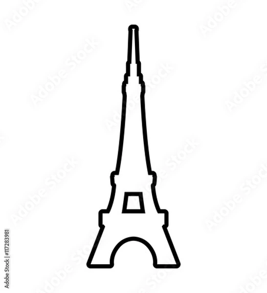 Fototapeta eiffel tower building paris france icon. Isolated and flat illustration. Vector graphic