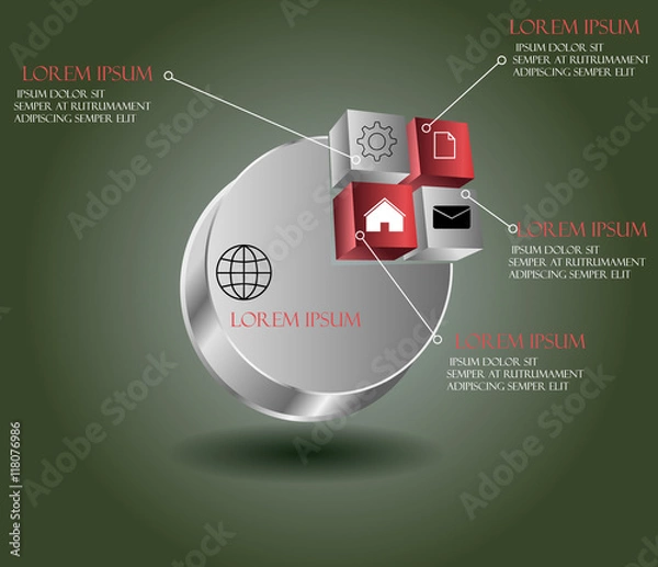 Fototapeta vector abstract 3d paper infographic elements.Metaball infograph