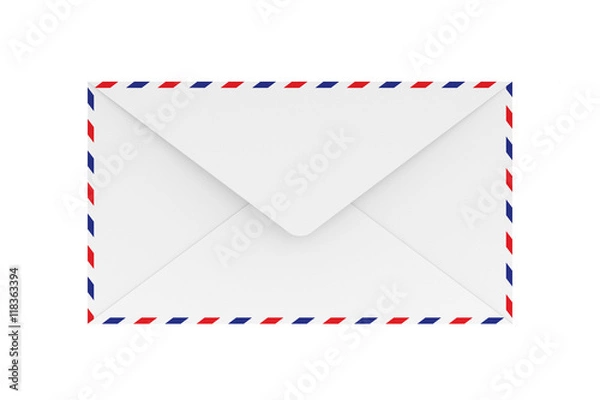 Fototapeta Blank Airmail Envelope Isolated on White, 3D Rendering