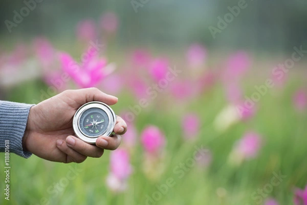 Fototapeta Compass in the hand