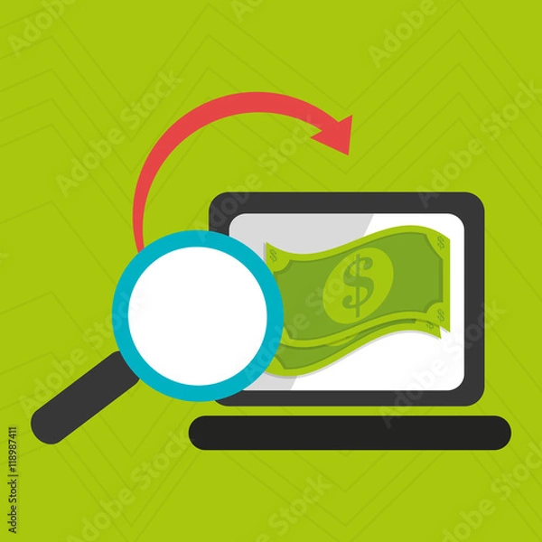 Fototapeta laptop search global money vector illustration eps 10