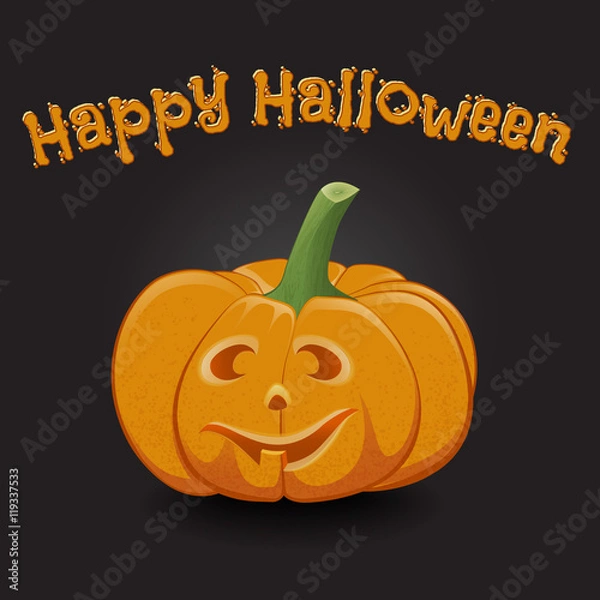 Fototapeta Fun card for Halloween with a pumpkin-simpleton