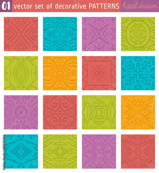 Fototapeta Seamless Patterns backgrounds. Ideal for printing onto fabric 