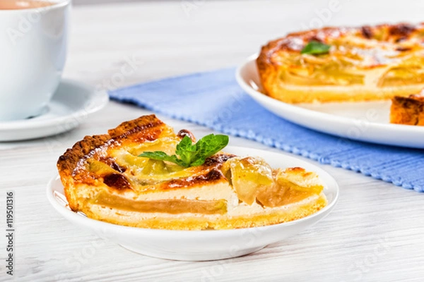 Fototapeta apple cheese pie sprinkled with icing sugar