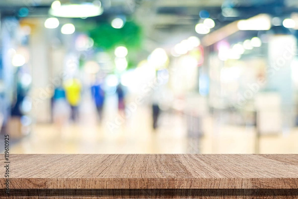 Fototapeta Empty table and blurred store bokeh background