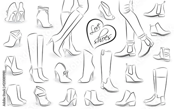 Fototapeta Women shoes and boots