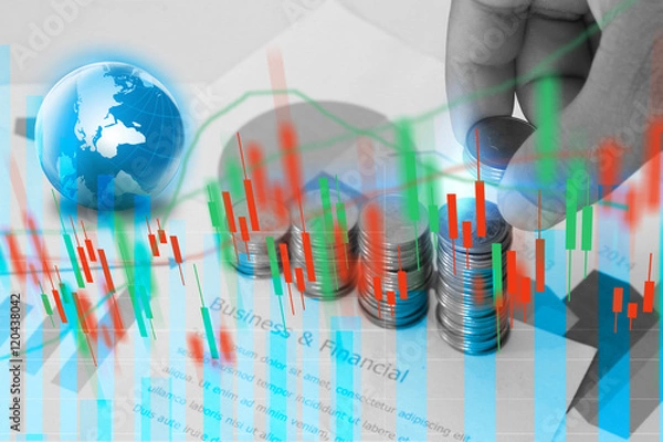 Fototapeta Business stock chart analysis. Trading graph, Financial concept