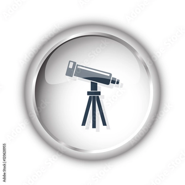 Fototapeta Web button with black Telescope icon on white background