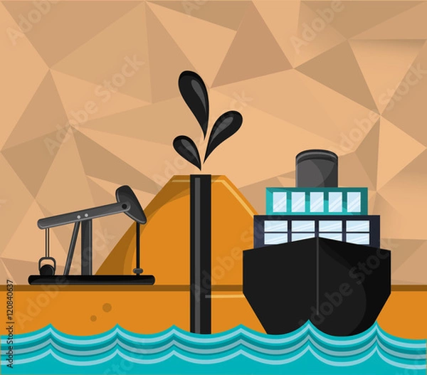 Fototapeta flat design petroleum oil  extraction and refinement related icons image vector illustration