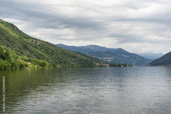 Fototapeta Lake of Lugano at Ponte Tresa