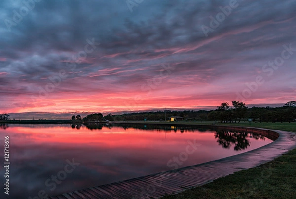 Fototapeta Sunset at Heckscher Park East Islip