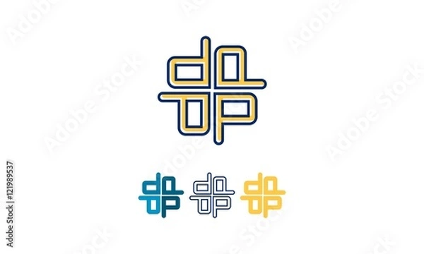 Fototapeta P and D Letter Logo Icon Set