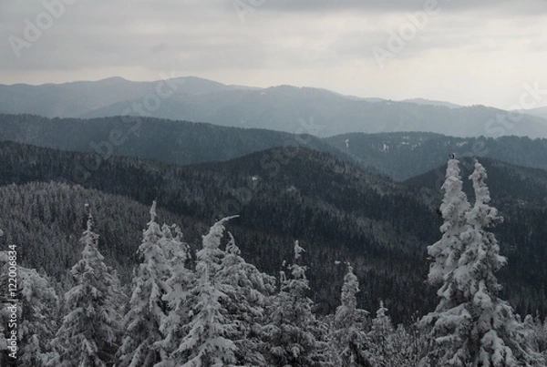 Fototapeta Mountain range in winter