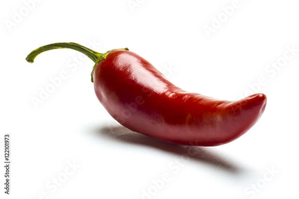 Fototapeta red chili or chilli cayenne pepper isolated on white background cutout