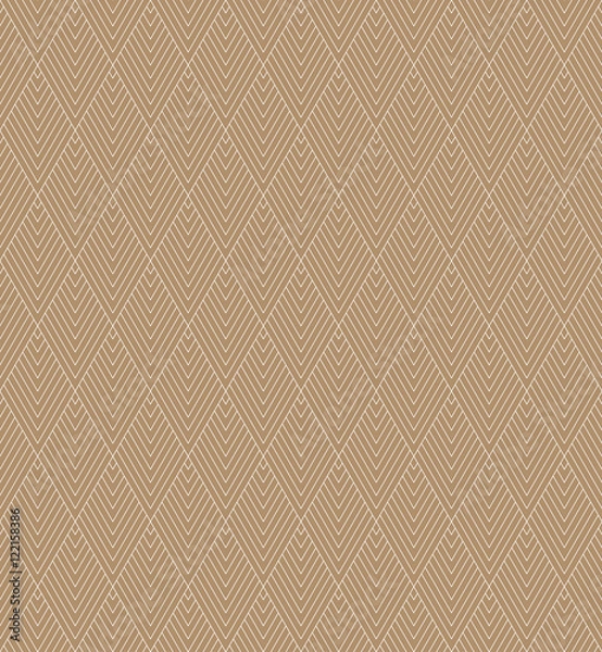 Fototapeta seamless gold colored vector pattern of striped rhombuses.