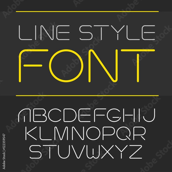 Fototapeta Vector linear font - simple and minimalistic alphabet in line style