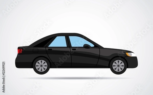 Fototapeta car vehicle black isolated vector illustration design